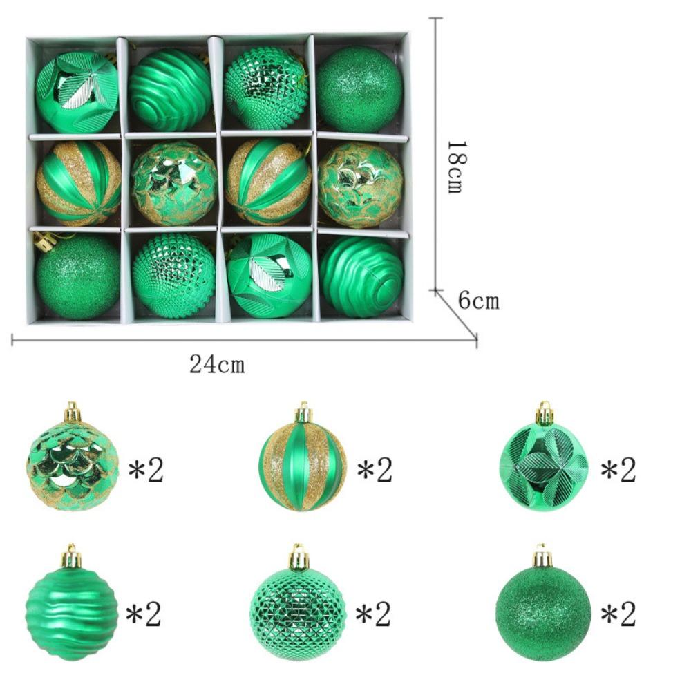 12PCS High-quality Plastic Christmas Ball Set 6CM 6 Colors Xmas Ornament Ball Suspensable Xmas Baubles Showcase