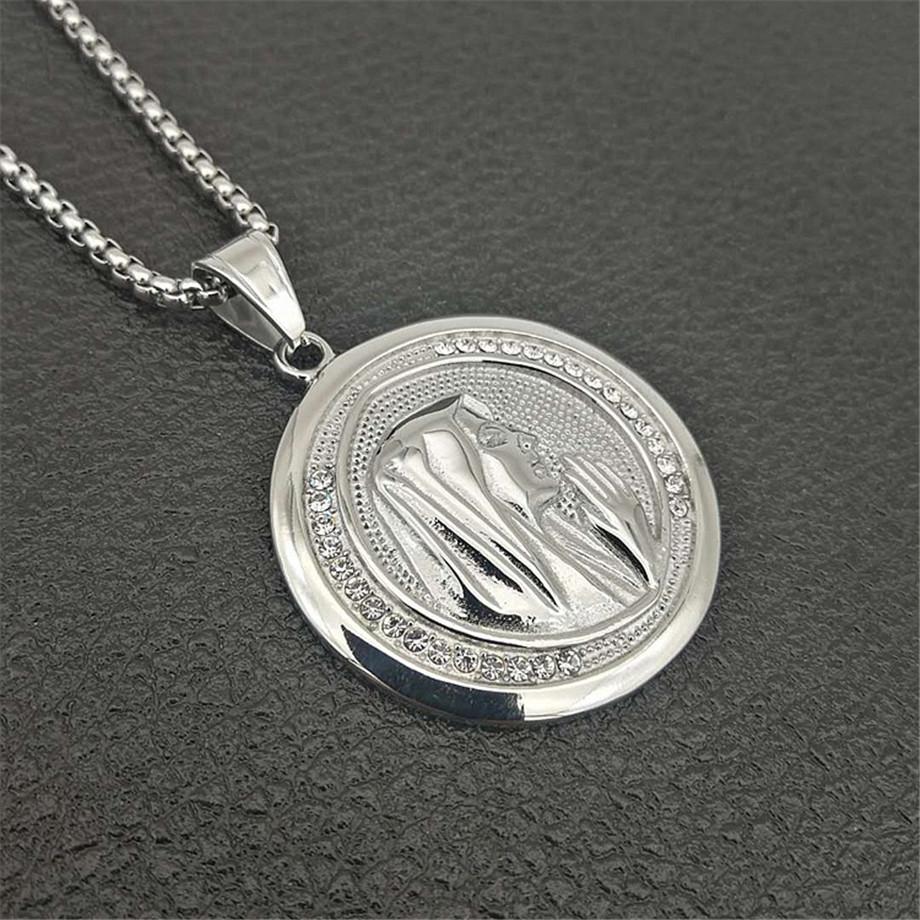 

New Catholic Religious Jewelry Virgin Mary Pendants Gold Color Stainless Steel Madonna Collier for Women 2020 Necklace 60cm