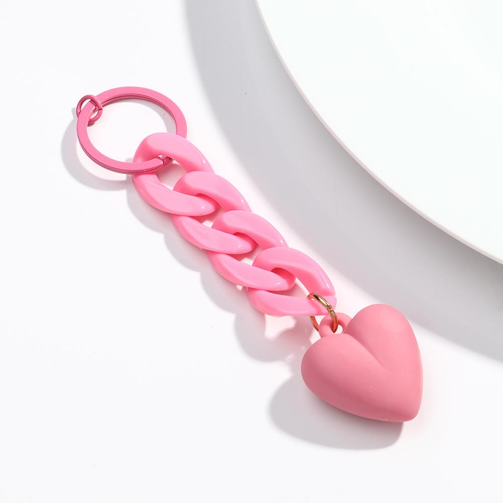 Handmade Heart Keychain Acrylic Plastic Link Chain Key Ring For Women Girls Handbag Pendant Accessorie Car Keys Jewelry Gifts