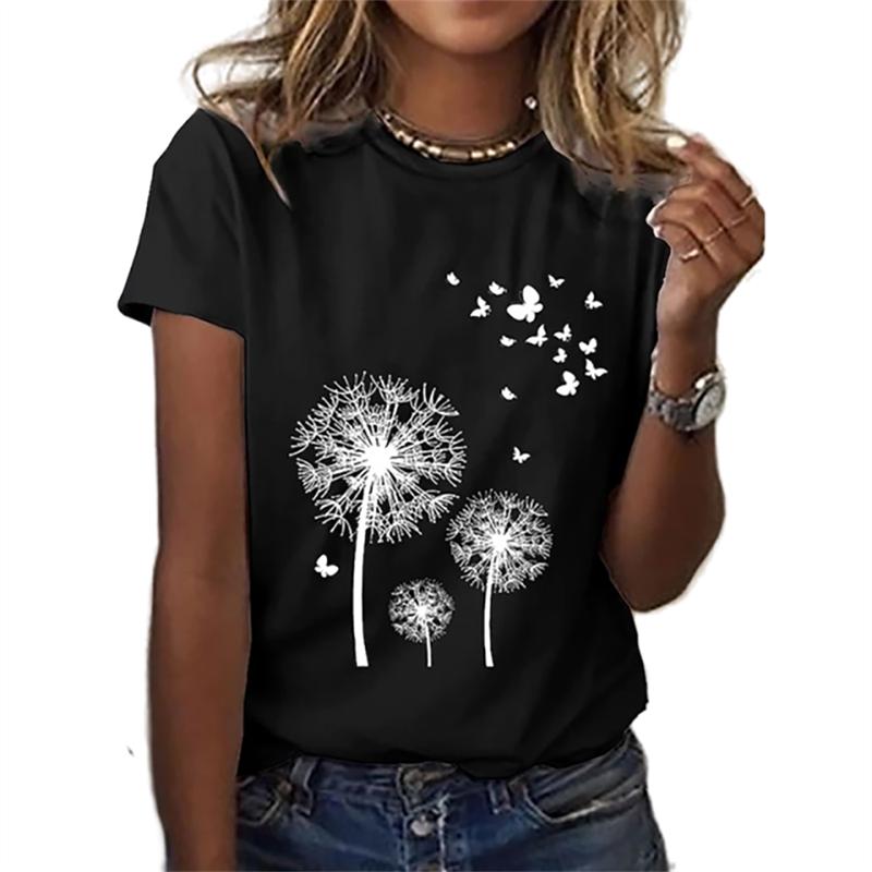 Dandelion 3d Print Cheap Clothes For Woman Female Fashion Loose Y2k Graphic T Shirts Girls Casual Harajuku Street Tshirt Tops