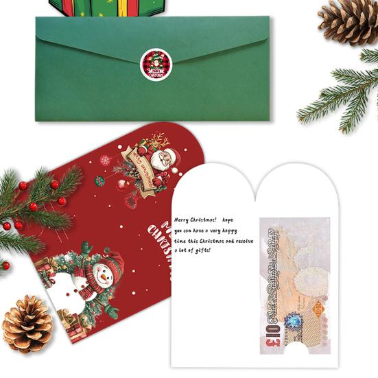 Christmas Greeting Card Set Foldable Cards with Stickers & Envelopes Handwritten Style Design Card for Holiday Wishes