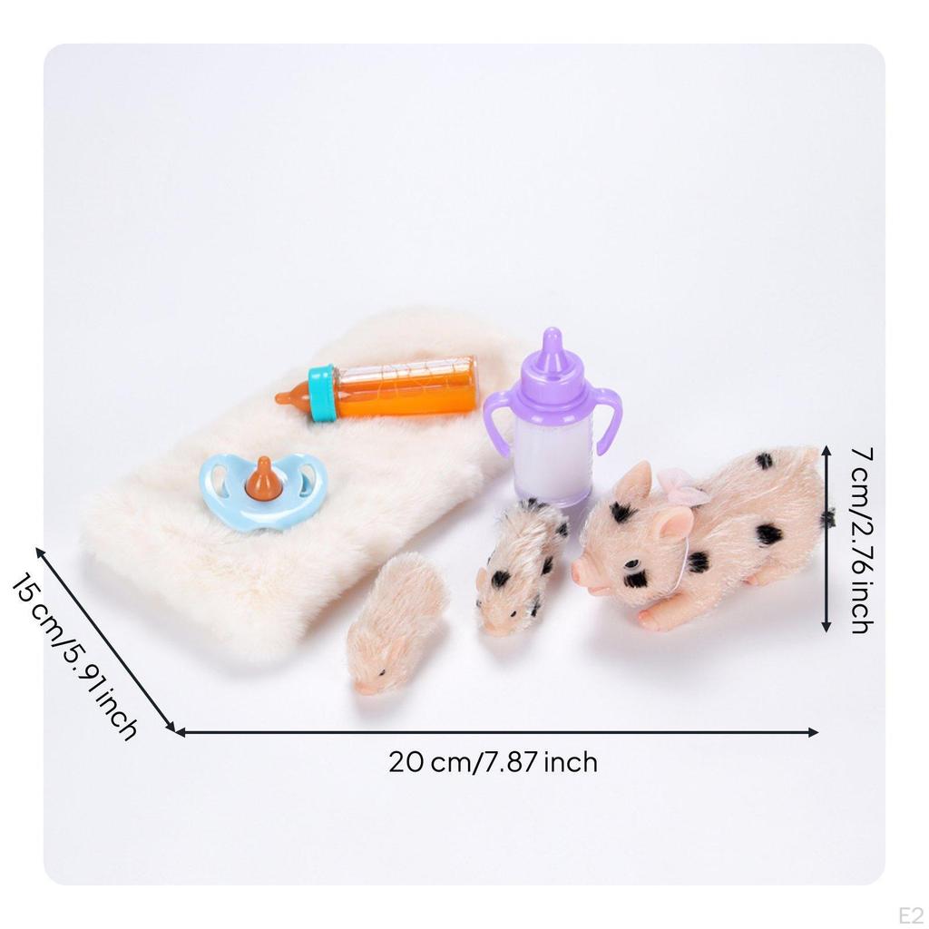 Reborn Pig Dolls Realistic Animals Toy Silicone Set Mini Piglet Figures 3 Person