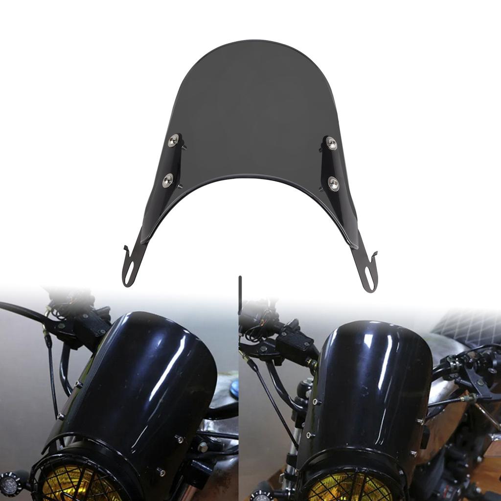 Universal Motorcycle Windshield Wind Deflector Windscreen Front Flyscreens for Motorbike 4"-7" LED Headlight