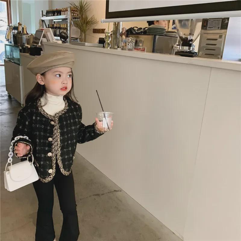 Cardigan à carreaux pour bébé fille printemps 2023 - Manteau court de style coréen