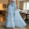 Women Skirt, High Waist Mesh Splicing Skirt, Soft Breathable Patchwork Hip Covering Versatile Maxi Skirt for Party Beach Wedding Night Out