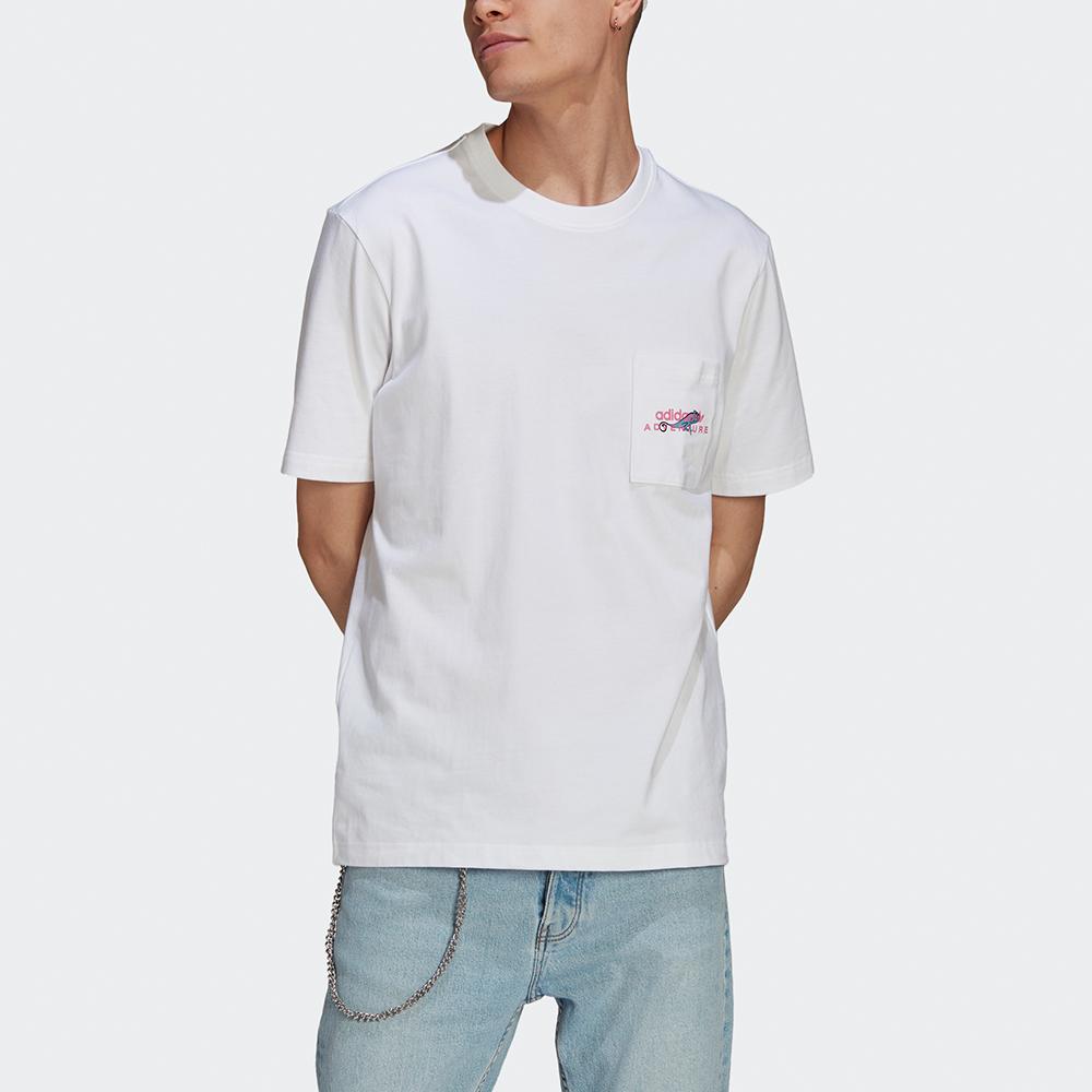 Adidas Originals Adv Pkt Logo Tee Round Neck Short Sleeve Men Tops White GN2365