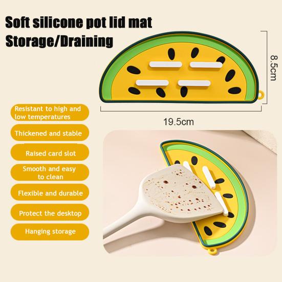 Topfdeckelhalter Wassermelonenform Küchenhelfer Hitzebeständige Silikon-Topfunterlage Mehrzweck-Isolierung Topfabdeckung Rutschfest