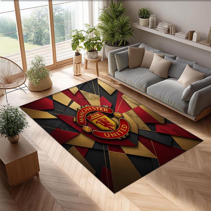 Tappeto in Flanella Stampato Manchester United Antiscivolo Morbido Poliestere Tappeto per Pavimento Tappetino Decorativo per Interni per Camera da Letto Soggiorno Divano