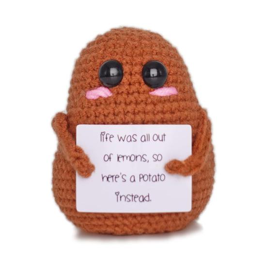 Potato Doll Cute Handmade Crochet Doll Positive Emotional Support Doll Ornament Home Desk Decoration