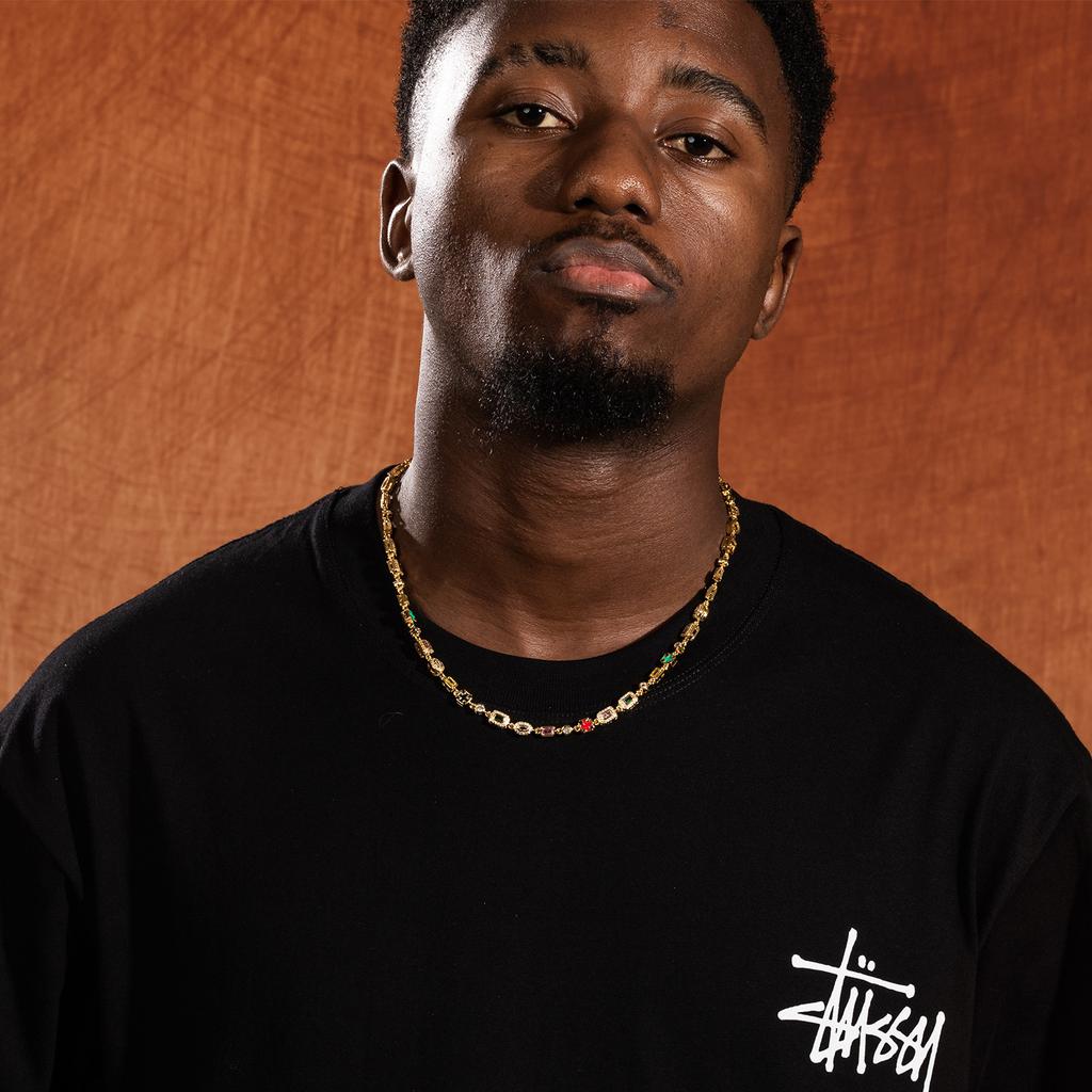 New 6mm Colored Gemstone Bracelet Niche Personality Diamond-encrusted Men's and Women's Trend Necklace