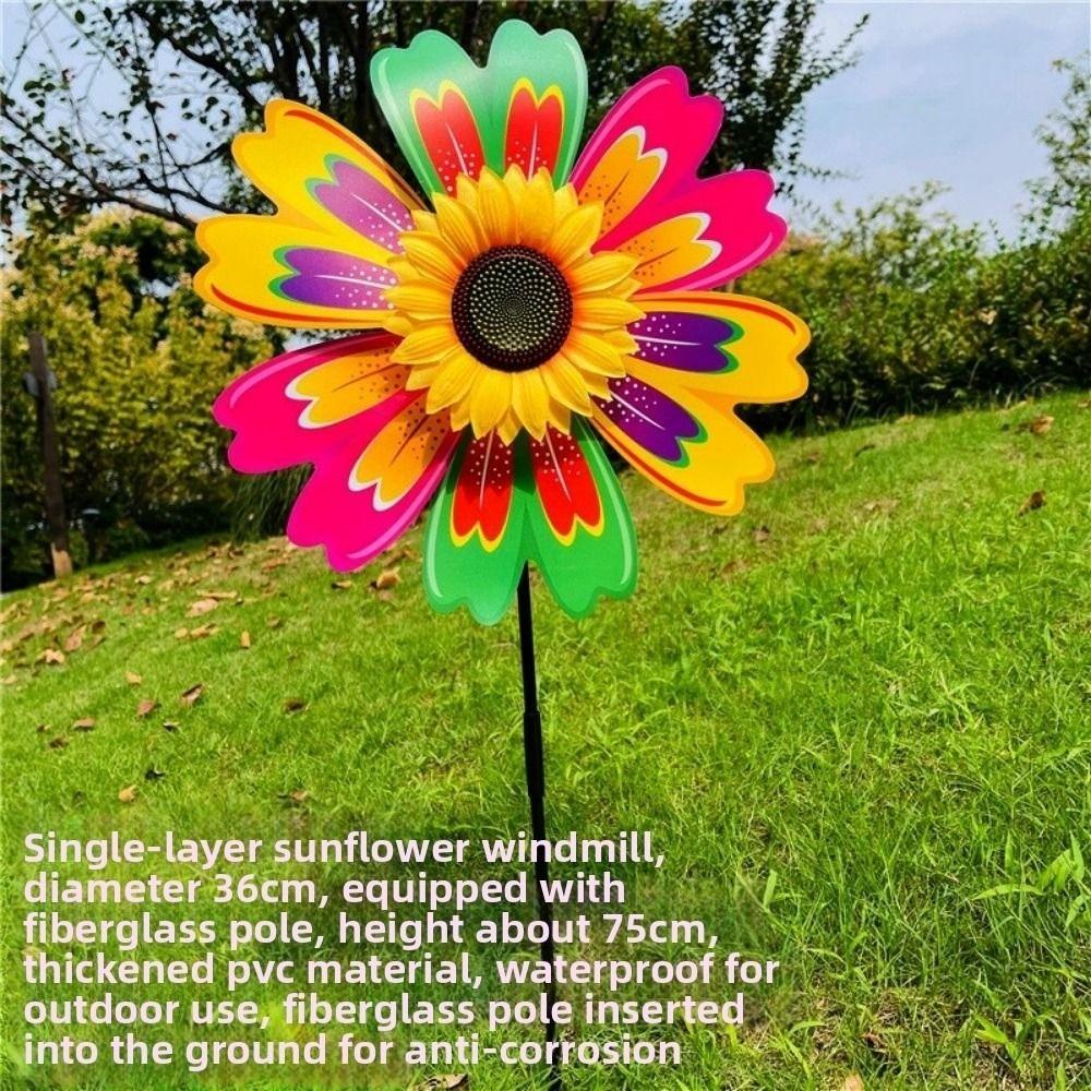 PVC Rotating Sunflower Multistyles Stake Standing Lawn Flower Pinwheel  Outdoor Party Picnic Decor