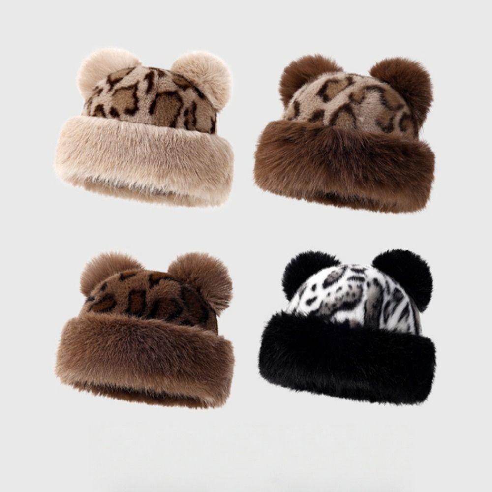 Korean Style Bear Ears Plush Hat Warm Cap Mink Fur Fisherman Hat Fluffy Warm Hat Autumn and Winter