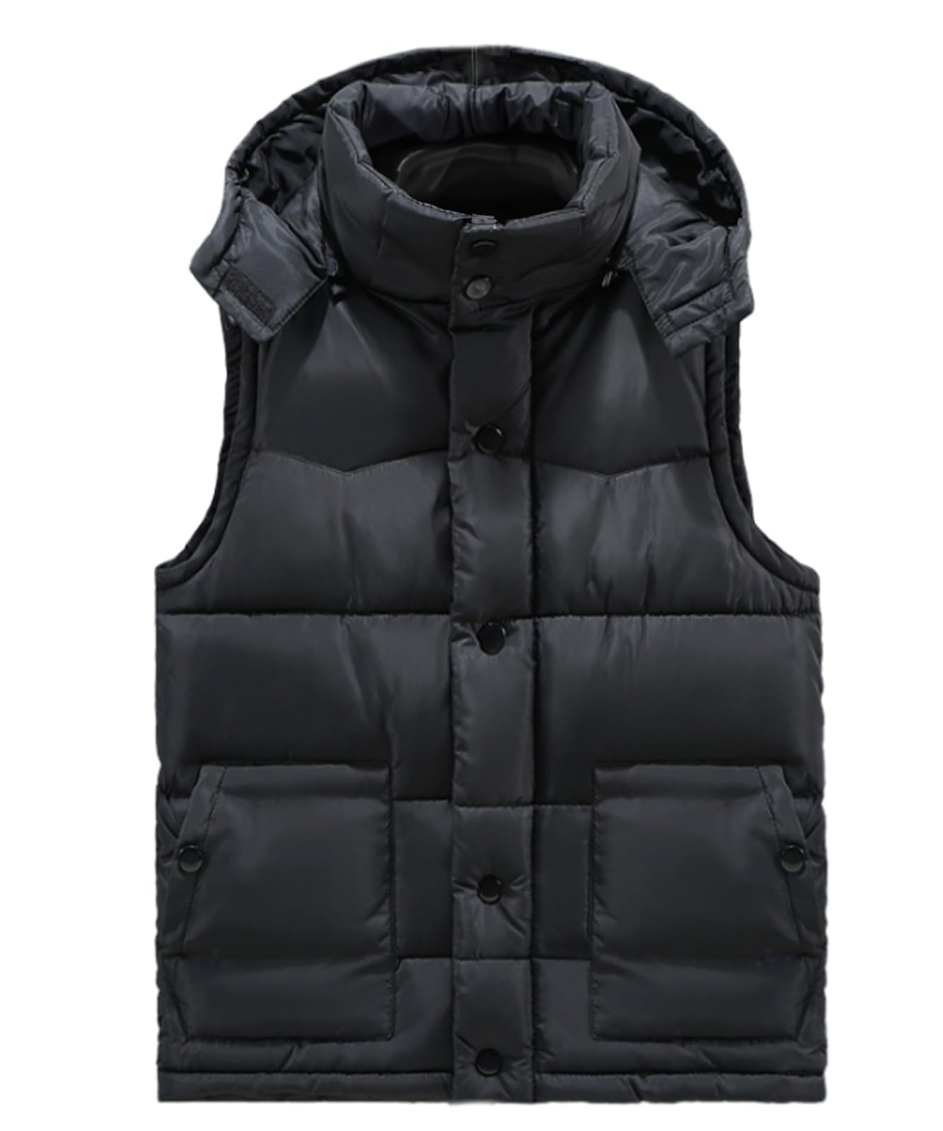 

Blanc Blanc Padded Hooded Cold Street Big Brother Dark Men s Vest, Sleeveless, Stand-Up Collar, Lightweight, Layering, Camouflage, Stylish, Weather, чорний