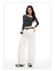 Women's Military Green Wide-Leg Jeans: Autumn Curved Knife Design, Loose Fit, Floor-Length Casual Workwear Pants.