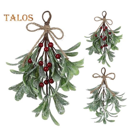 Künstlicher Mistelzweig, Weihnachtsdekoration zum Aufhängen, künstliche Mistelzweige mit Schleife, glitzernden Blättern, künstlicher Mistelzweig für Girlanden, Blumensträuße, Tür