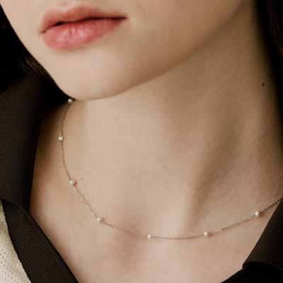 VINTAGE HOLLYWOOD [Argent 925] Collier Chaîne Perles_VH25NNNE112V