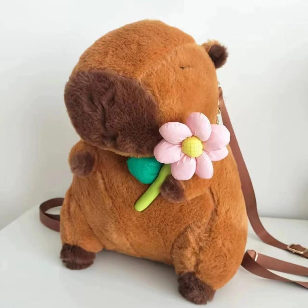 Capybara peluş sırt çantası Kawaii moda peluş bebek kürk çanta çocuk çantası omuzdan askili çanta Mini sırt çantası çanta kız arkadaşı için hediyeler