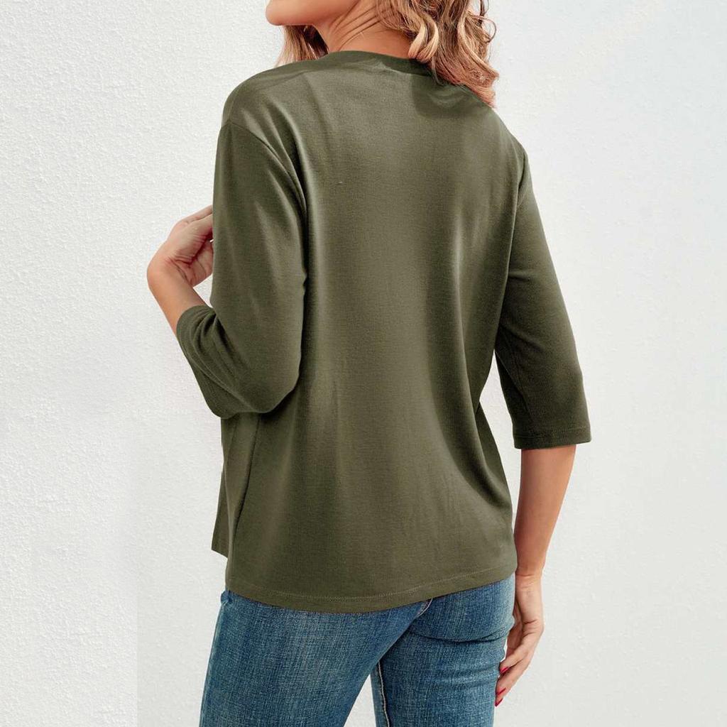 T Shirts For Women Pleated V-Neck Dressy Casual Blouses Printing Short Sleeve Summer Tops Loose Fit