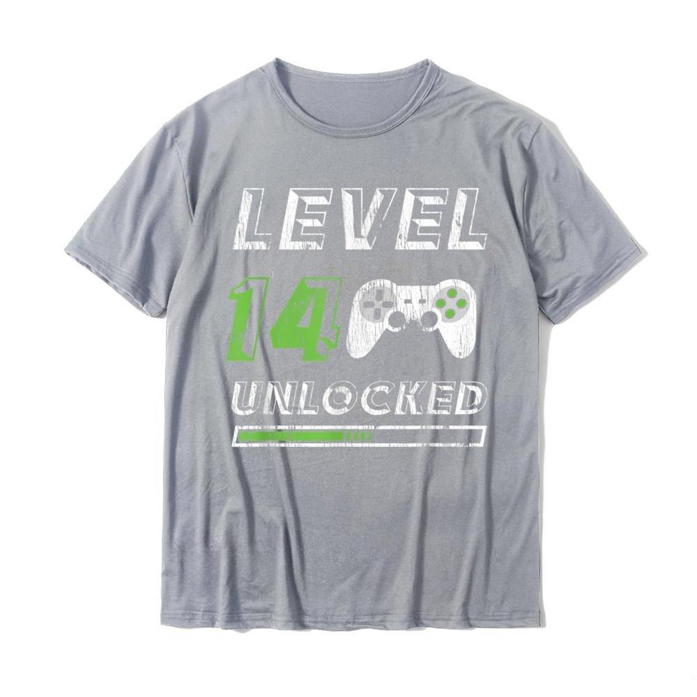 Level 14 Unlocked - 14 Year Old Gamer Funny Birthday T-Shirt Cotton Tops & Tees for Men Custom Top T-Shirts Crazy New Design