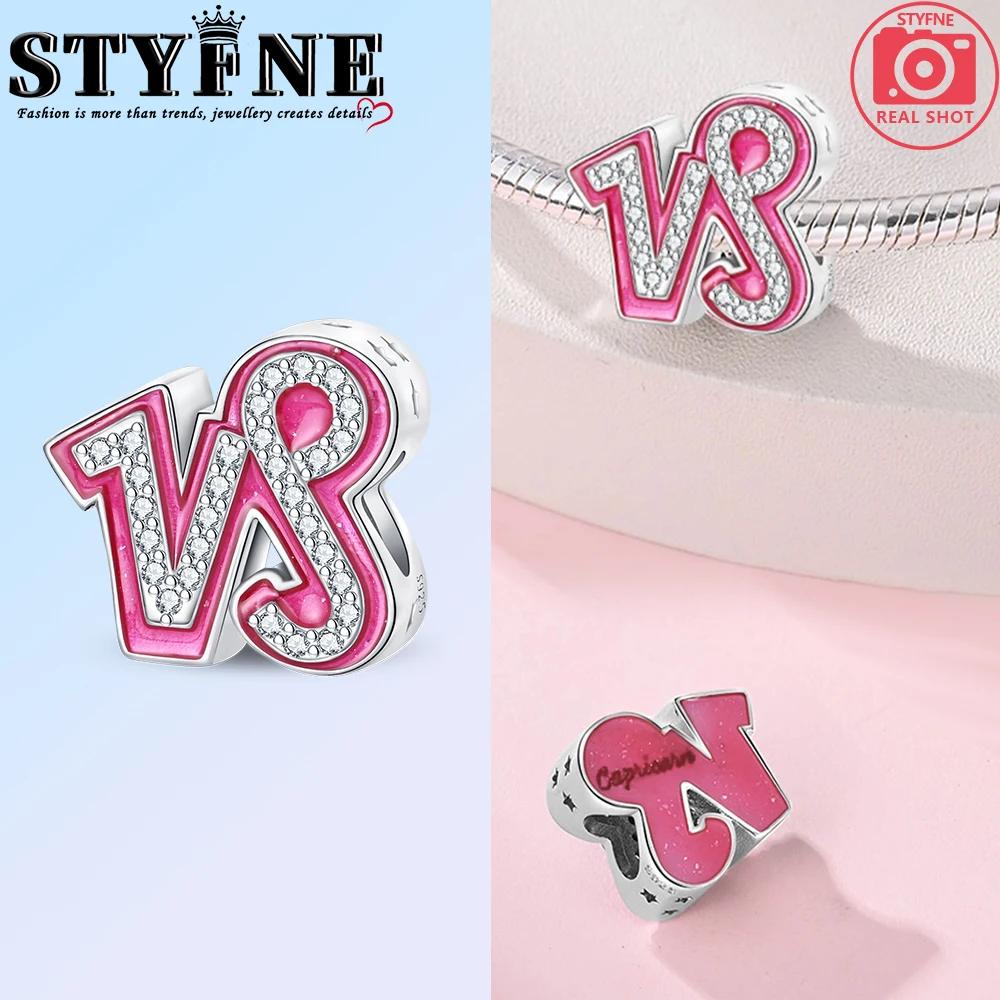 Pink Series Copper Alphabet Charms Beads Cute Letter Fit Original Bracelet Bangle Necklace Diy Jewelry