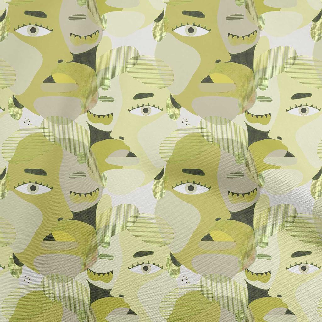 oneOone Bavlněný Flex Šedý Látka Abstraktní Obličej Šicí Látka Na Metráž Potištěná DIY Oblečení Šicí Potřeby 40 Palců