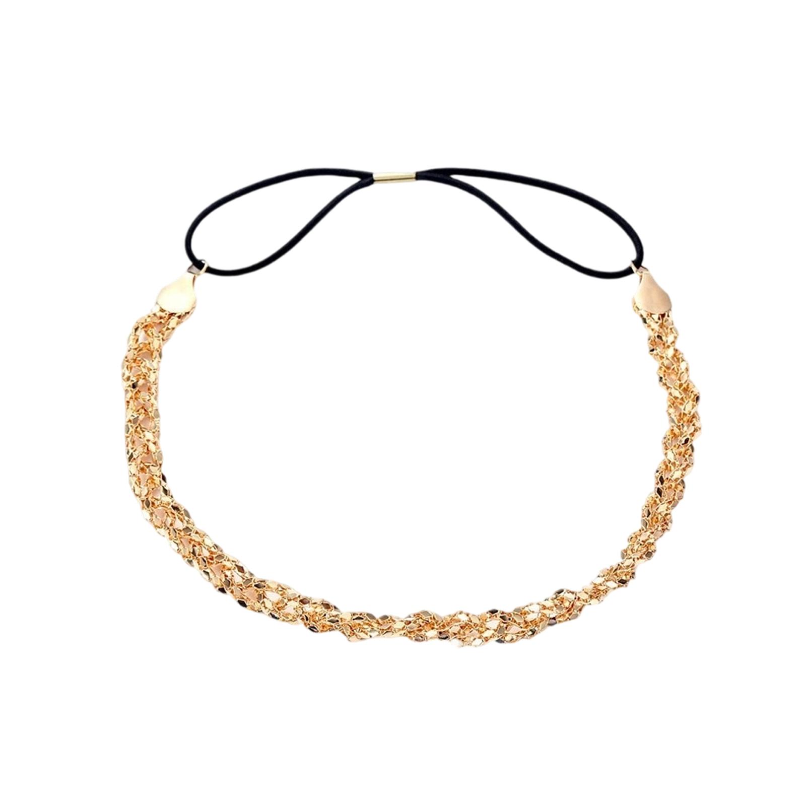 

European And American Fashionable, Individual, Sweet, Hollowed-out Metal Texture Woven Chain Headband, Hair Band, Hair Accessory Gift. One Size золотий