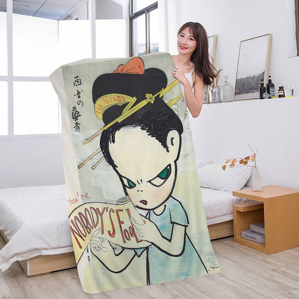 Y-Yoshitomo Nara Art Lovely Melancholy Microfiber Beach Towel Absorbent Quick Dry Soft Yoga Swimming Resort Mountain Climbing
