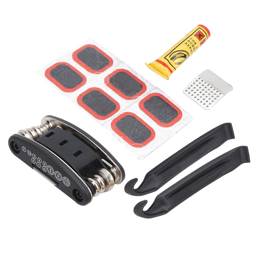 Bike Flat Tire Repair Tools Fold MultiFunction Hex Wrench Nut Tire Puncture Repair Set