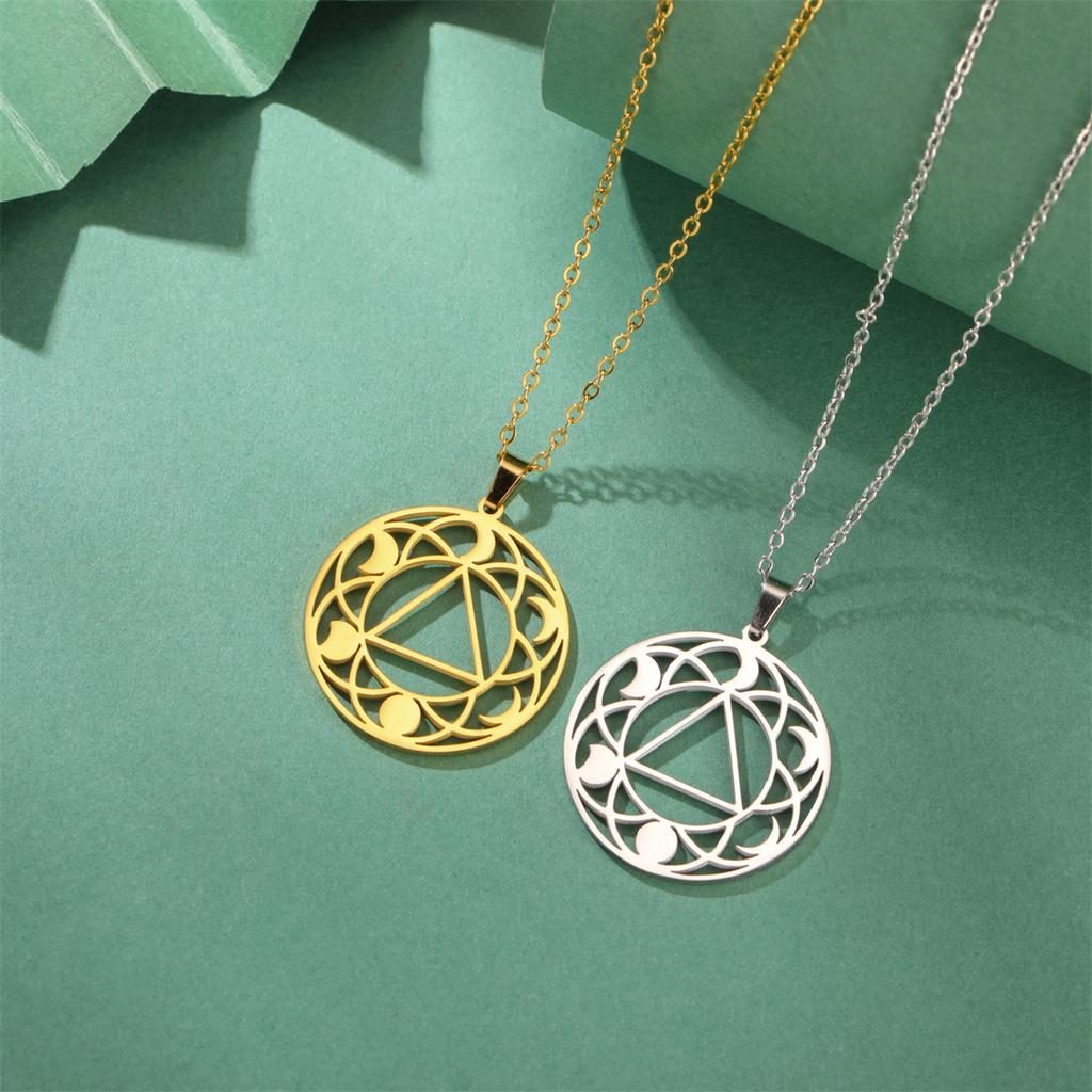 Judaism Hexagonal Star Necklaces Stainless Steel Sacred Moon Phase Pendant Choker Women Men Jewish Blessing Jewelry Gift