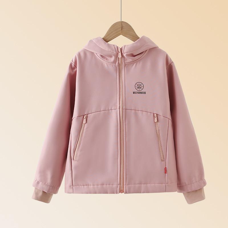 Kids Thickened Fleece Windbreaker Jacket For Boys And Girls Children Warm Outerwear