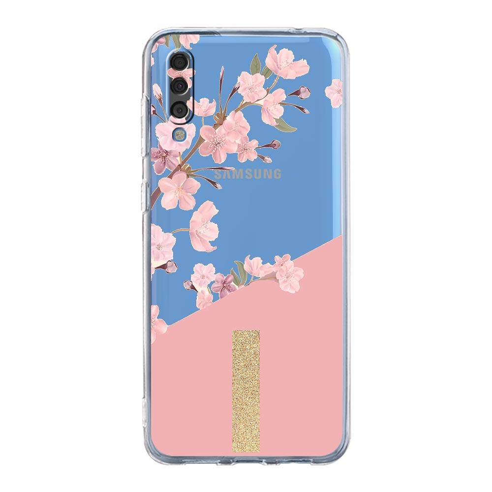 Hülle für Samsung A54 A52 A50 A70 A10 A30 A40 A20S A20E A02S A12 A14 A22 A24 A42 A34 A32 5G A04s Hülle Goldener Buchstabe Blumenkunst