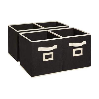 Fabric Foldable Storage Organiser- Black, Standard, Set of 4