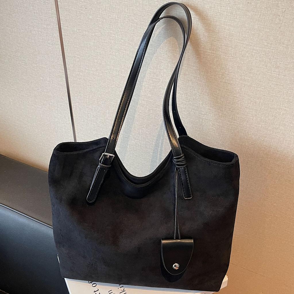 Vintage suede big bag women's 2025 new autumn and winter fashion large capacity commuting shoulder underarm tote bag