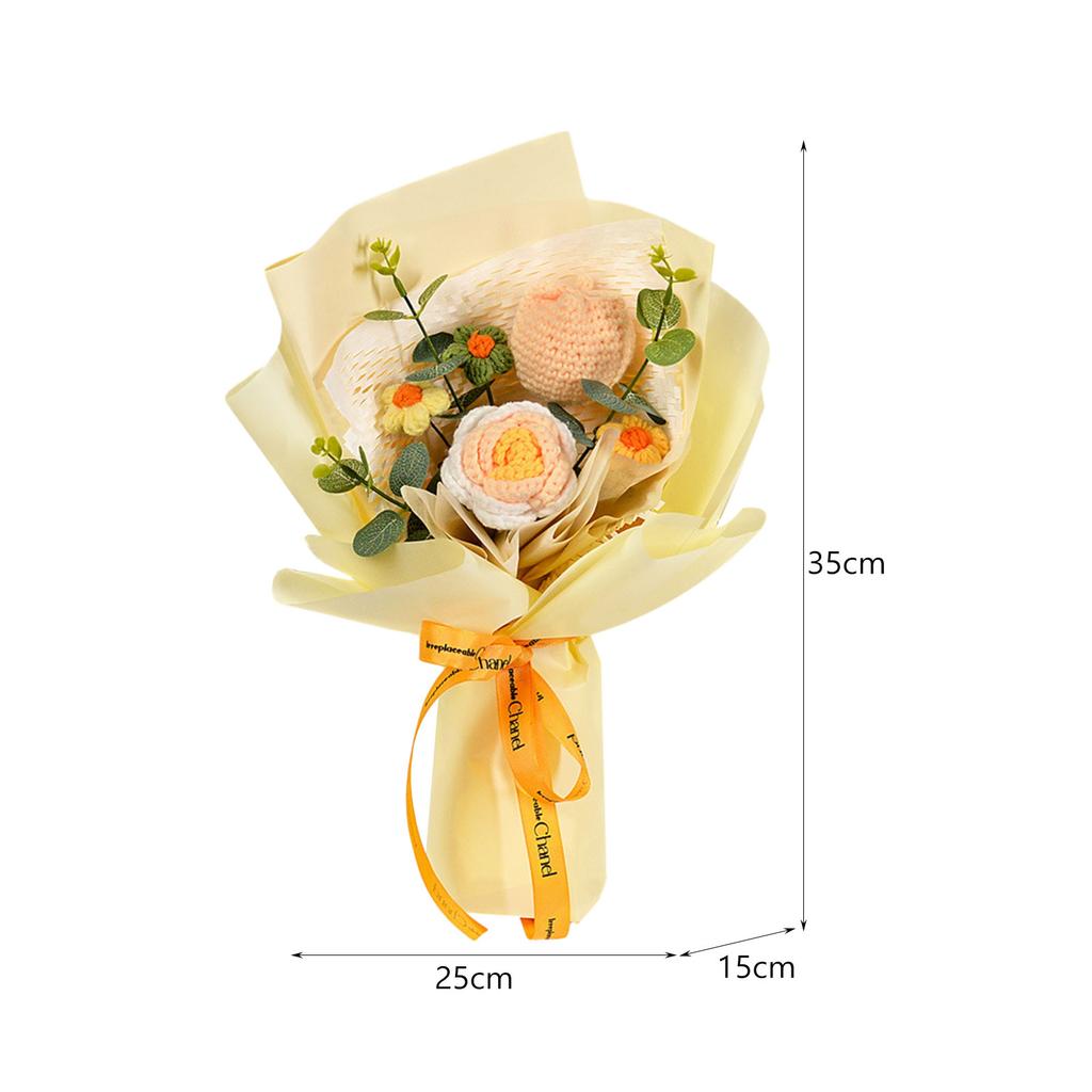 Dzianinowy Kwiat Gotowy Dekoracja Domu Bukiet Kwiatów Szydełkowych na Dzień Nauczyciela Urodziny Rocznicę Dzień Dziękczynienia Kobiety