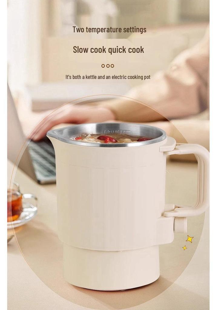 Portable Stainless Steel Folding Travel Kettle, Compact One-Person Electric Hot Water Kettle, Easy to Store.
