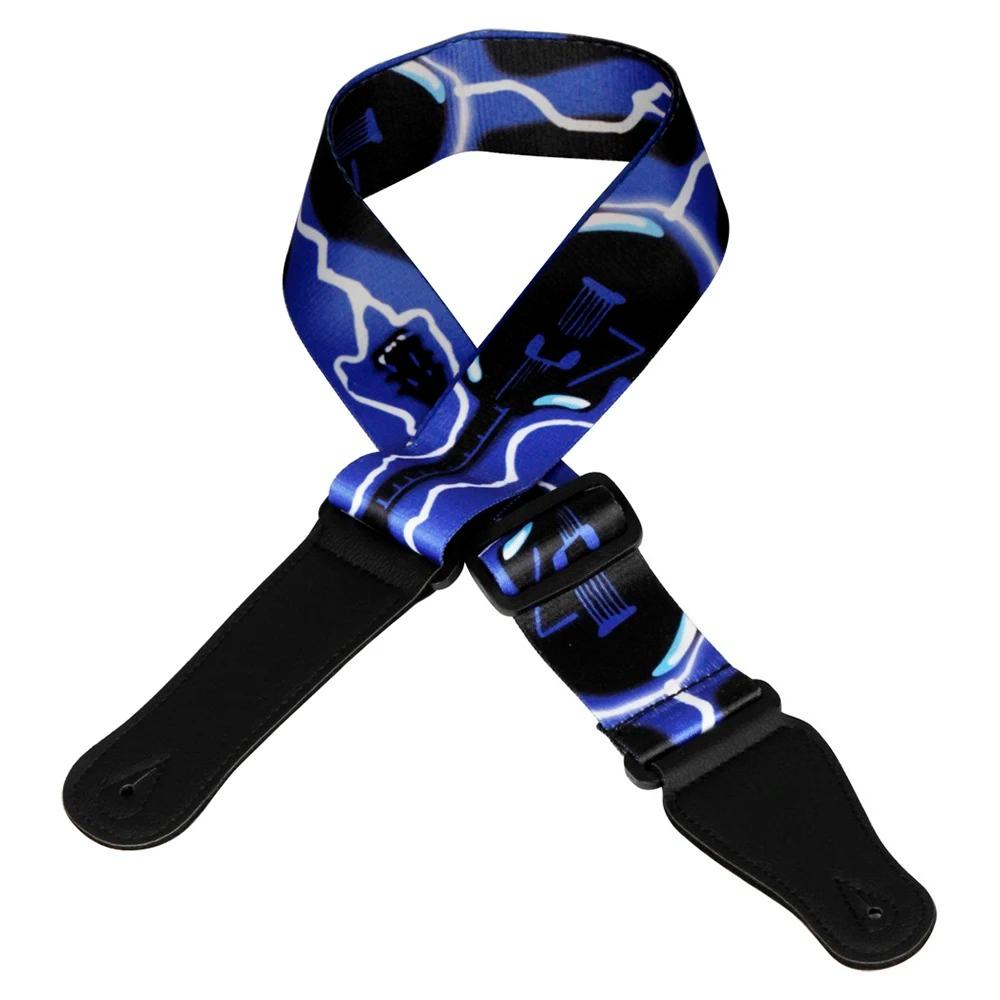 Adjustable Guitar Strap Shoulder Strap Lightning Pattern for Acoustic Electric Guitar Bass Guitar Strap Guitar Accessories