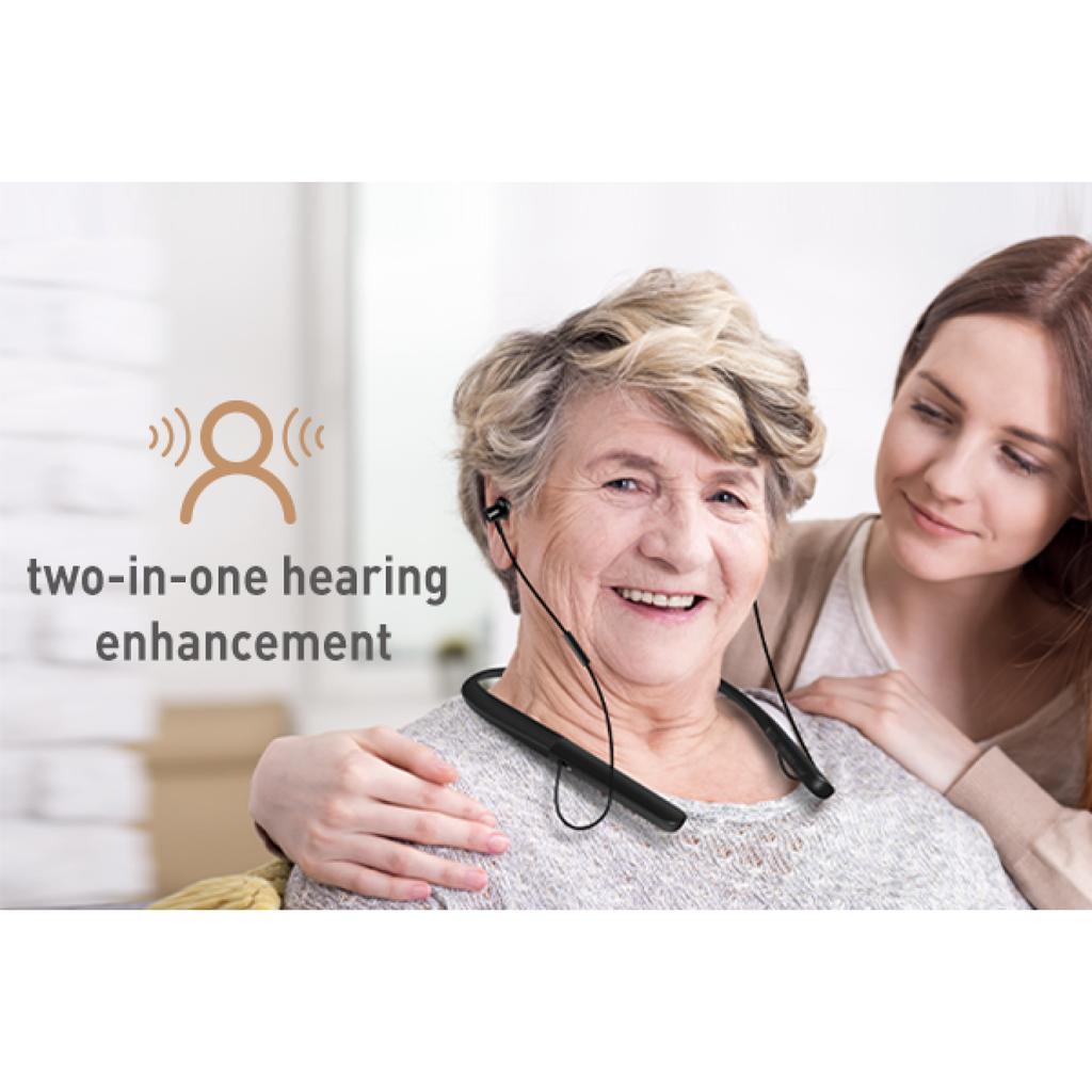 Aparat słuchowy Bluetooth z akumulatorem i kontrolą aplikacji Bezprzewodowy wzmacniacz dźwięku na szyję dla osób z ubytkiem słuchu