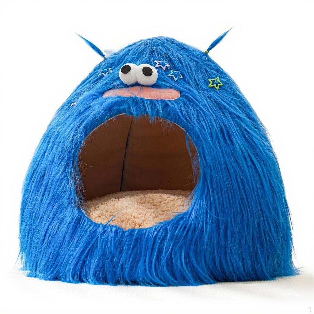 Dog Bed, Warm Covered Pet House, Removable and Cleanable, Indoor Comfort Green Monster 40x32cm