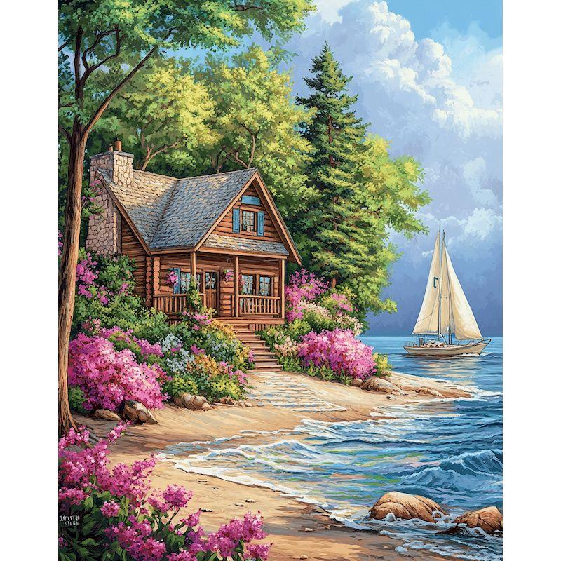CHENISTORY Paint By Numbers For Adults Pink Scenery Handpainted Oil Painting Picture Drawing For Home Decor Unique Gift