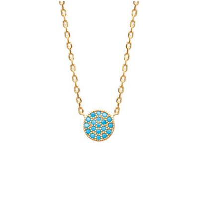 [N6227] - Gold Plated 'Navajos' Turquoise Gold Plated Necklace - 7 Mm