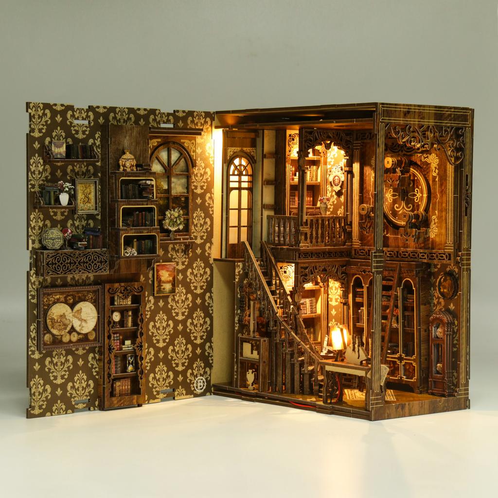 Vintage Book Collection Room Wooden Book Nook DIY Kit - 3D Puzzle House Model, Christmas & Black Friday Craft Gift