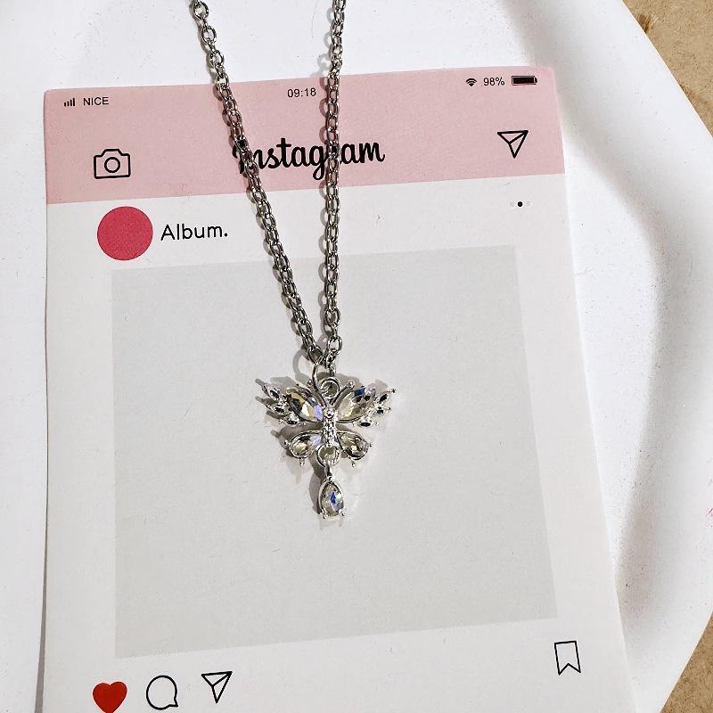 Vintage The Cerulean Dreamwing Ice Blue Butterfly Necklace Niche Versatile Clavicle Chain