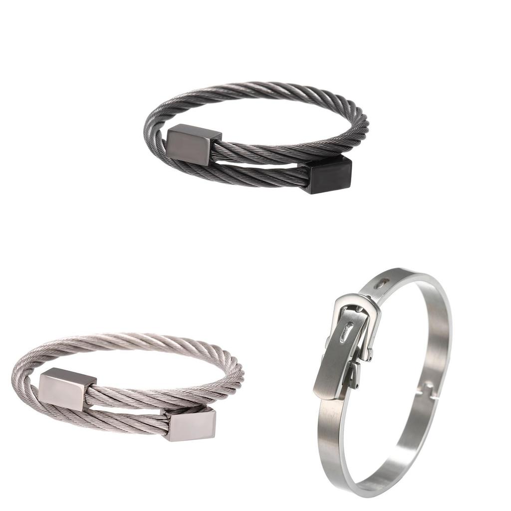 Geometric Stainless Steel Letter Bracelets For Men And Women Trendy Punk Accessories