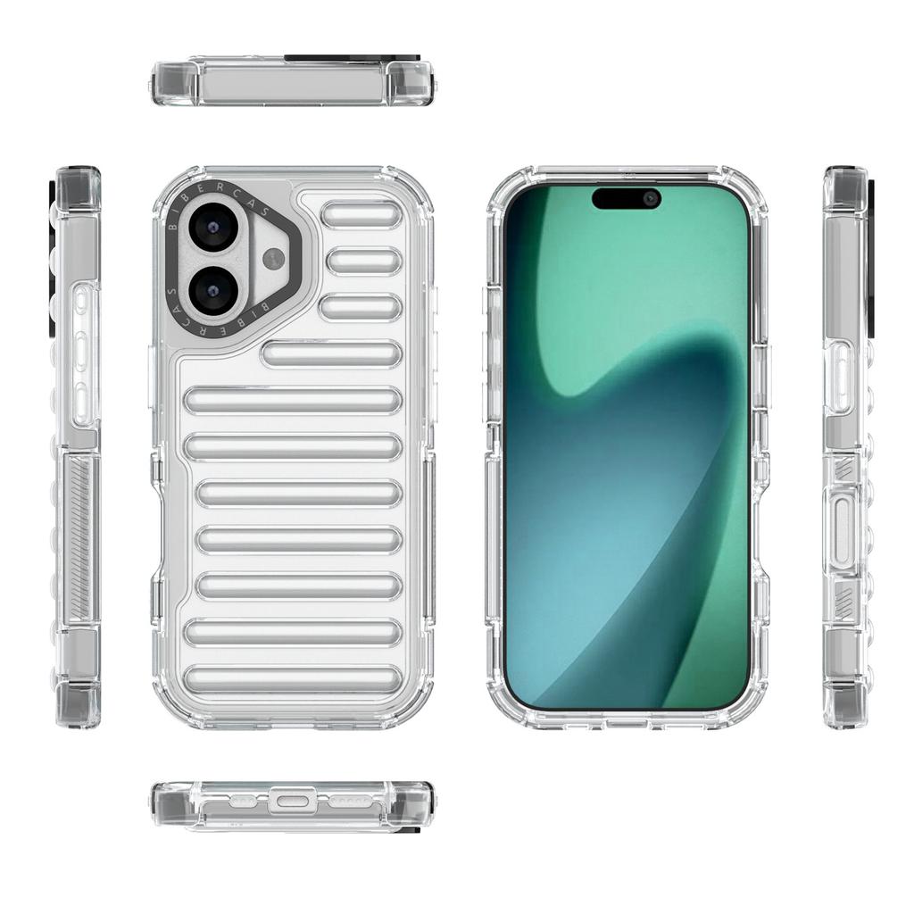 For iPhone 17 Case Stripe Design Anti-Slip Detachable TPU+PC Phone Cover