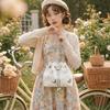 Metal Butterfly Accent Drawstring Bucket Bag PU Shoulder Bag Versatile Chain Crossbody Bag Travel