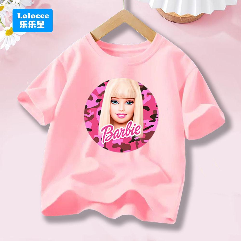 Cartoon T-shirt Girl's Letter Top Round Neck Short Sleeve Printed Summer Clothing Anime Children's T-shirt