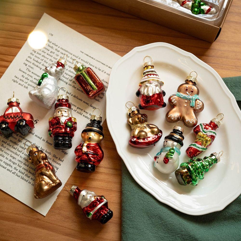 6/9PCS Colorful Christmas Tree Decoration Glass Plastic Christmas Pendant  New Year Party