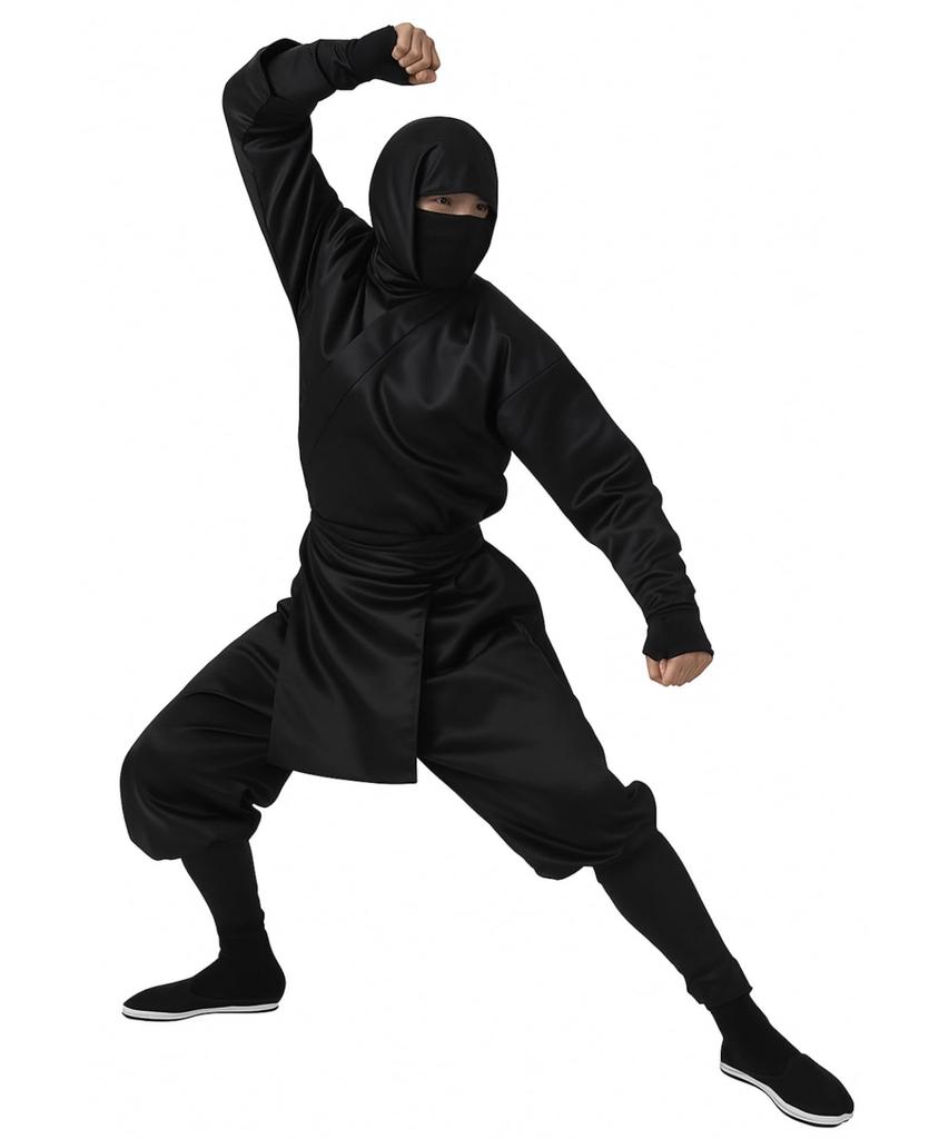 Bubu Ohana Ninja Cosplay Ninja Black Size Costume, 6-Piece Set, Halloween, Party, Event, Costume, Adult, Unisex, Outfit, (Black, XL)
