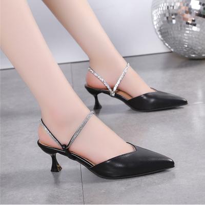 Modne Damskie Kapcie Cyrkonie Wysokie Obcasy Szpiczaste Muły Nowe Letnie Buty Kobieta Modne Kapcie Eleganckie Wsuwane Słodkie Buty na Imprezę