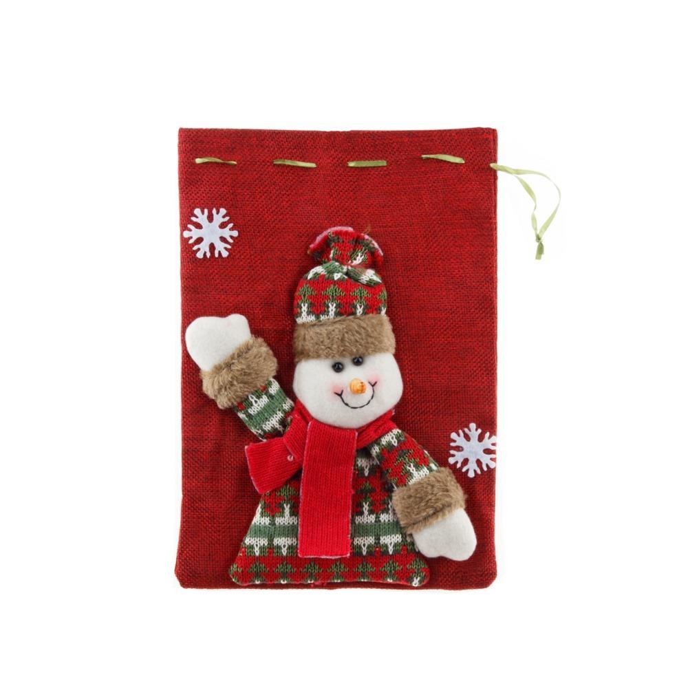 

Snowman Drawstring Gift Bag Cartoon Candy Bags Durable Christmas Gift Bag New Year красный